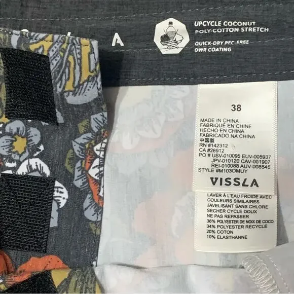 NEW Vissla Floral Trend Muy Muy Bueno Stretch Size 38 Mens Boardshort Womens - Picture 6 of 14